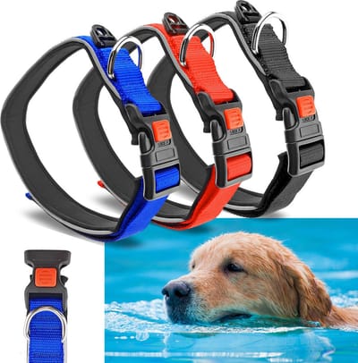 Nobleza Zwemhalsband - Waterbestendige halsband hond - Reflecterend - Veiligheidssluiting - Rood - Maat M - Verstelbaar 41 / 47 cm
