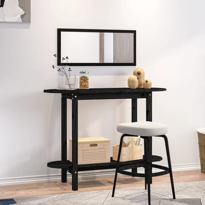 vidaXL - Wandtafel - 110x40x80 - cm - massief - grenenhout - zwart