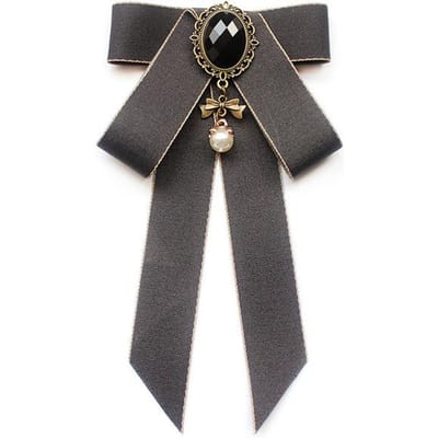 Vrouwelijke lint strik broche strass parel hanger broches voor vrouwen strik kraag pin kleding decoratie pins accessoires