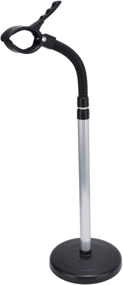 Verstelbare Haardroger Houder met 360° Rotatie voor Badkamer en Kapsalon, 18 x 68.5 - 97 cm, Ideaal voor Thuisgebruik en Professioneel Gebruik