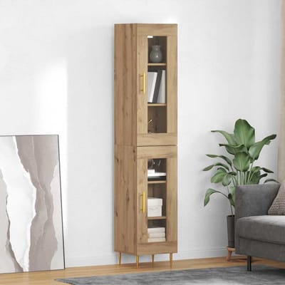 vidaXL - Highboard - 2 - st - Artisan - Eiken - 34,5 - x - 34 - x - 180 - cm - Bewerkt - hout