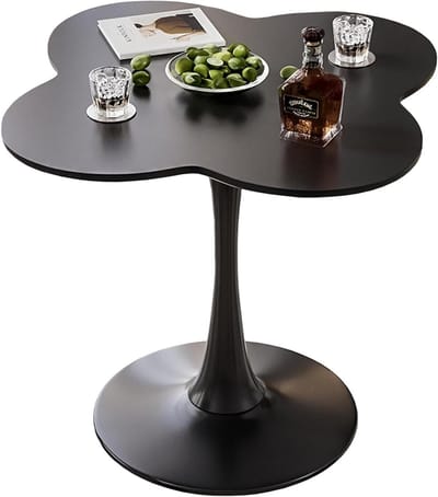 Moderne Eettafel - Kleine Tulip Tafel - Gezellig Eten - Klavertje Vier Voet - 60 cm Diameter - Zwart