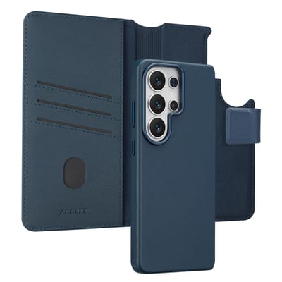 Accezz Hoesje - Geschikt voor Samsung Galaxy S26 Ultra - Leather Bookcase 2-in-1 met Magnetische Ring - Nightfall Blue