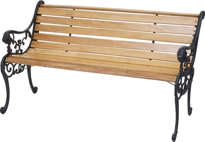 Tuinbank MCW-F98, parkbank houten bank, 2-zits gietijzer hout 125cm 20kg ~ lichtbruin