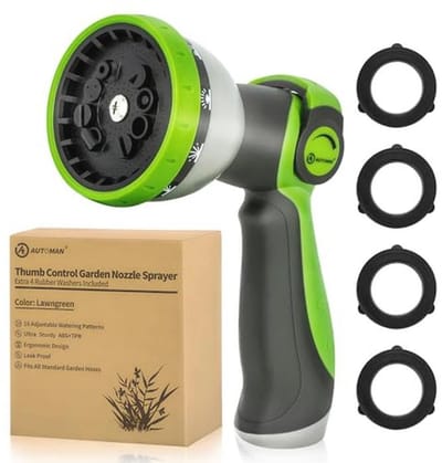 Tuinslangsproeier met 10 Sproeipatronen en Duimbesturing - Perfect voor Besproeien, Auto Wassen en Huisdieren Douchen