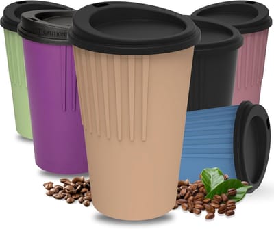 Koffiebeker To Go 300 ml met Deksel en Hittebescherming - BPA-vrij & Vaatwasserbestendig