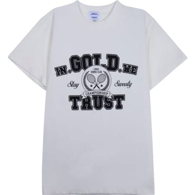 In Gold We Trust Unisex The Tennis Teewhite Size: M | T-Shirts Outlet | Unisex | Wit