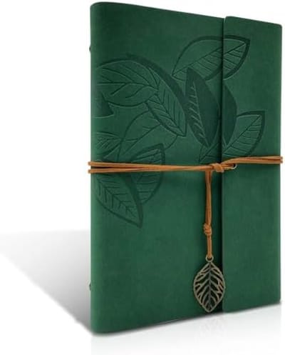 PromoHome Vintage PU Leer Notitieboek A5 Formaat - Navulbaar Reisdagboek, Schetsboek en Planner met Dik Inktbestendig Papier - Groen