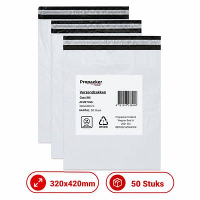 Verzendzakken - 320x420mm met plakstrip - 50stuks (CoEx LDPE) | Propacker