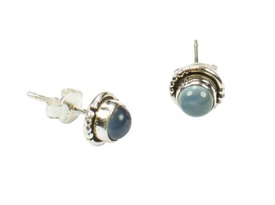 Zilveren knop oorbellen Chalcedoon 925 zilver