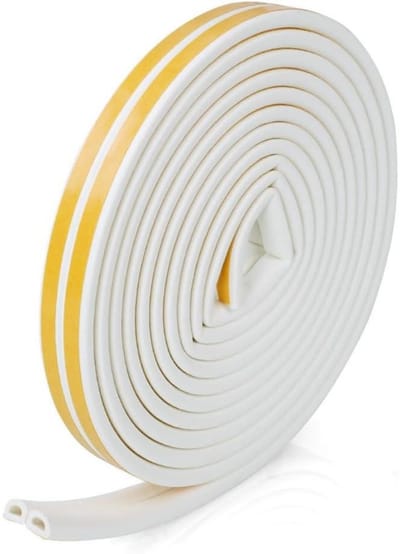 GELLDG D-type afdichtstrip - Deur- en raamafdichtingsstrip - Sterke hechting - Warmte-isolatie, geluidsisolatie, bescherming tegen stoten - Weerbestendig - 9 mm x 6 mm - Wit - 6M