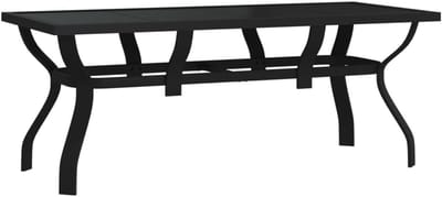 Tuintafel Staal Glas - Balkon Eettafel - Buiten Dineren - Gehard Glas Tafelblad - 180 x 80 x 70 cm