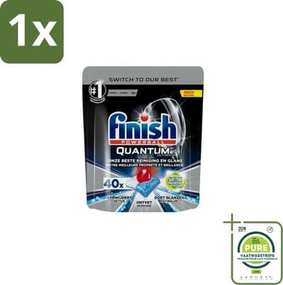 1 x Finish – Vaatwastabletten – Quantum Ultimate Ontvetter – 40 Capsules - Vaatwastabletten - Vaatwassertabletten - Ontvetter - Glans - Reiniging