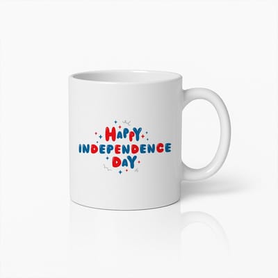 Happy Independence Day Mok 330ml – Patriottische Koffiebeker met Feestelijk Rood Blauw Ontwerp – Cadeau voor Vrijheidsvierders