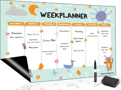 Brute Strength - Magnetisch Weekplanner whiteboard (11) - A3 - Planbord - Dagplanner kind  - To Do Planner kinderen