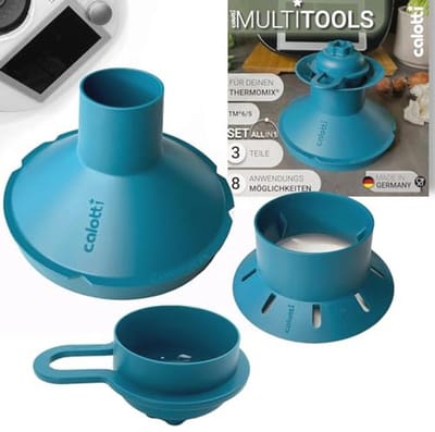 Multitools voor Thermomix TM6 en TM5 - Trechter, Mengruimteverkleiner, Stoomschoorsteen, Spatscherm, Deegbloem, Deksel, Portier en Koekjesvormer - Alles in Één