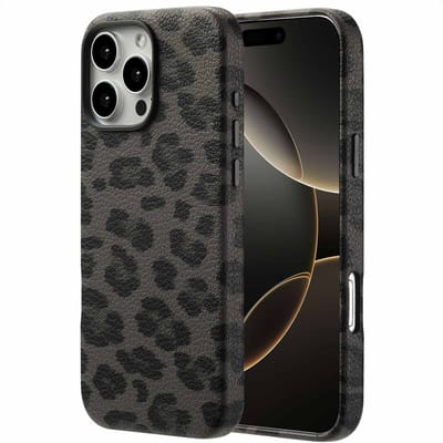 Selencia Hoesje - Geschikt voor Apple iPhone 16 Pro Max - Sabi Backcover panterprint geschikt voor MagSafe - Midnight Black