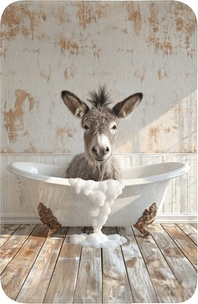 WC mat 40x60 cm - Antislip - Ezel - Dieren - Badkuip - Schuim - Toiletmat - Vloermat - Douchemat - Toilet tapijt - Toiletmatten