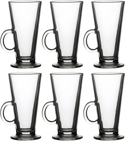 Urban Living Koffie glas - 6x - latte macchiato - met oor - 280 ml - transparant