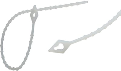 PRO-TIE® - Bundelbanden, Snelbinders Hersluitbaar, Rattenstaart / Beaded Cable Ties 200 mm Wit Naturel (Zak 100 stuks)