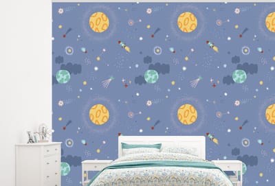Behang - Fotobehang Patroon - Jongens - Kinderen - Ruimte - Breedte 300 cm x hoogte 240 cm