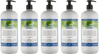 Bodylotion Dennen 1 Liter - met gratis pomp - set van 5 stuks - Voordeelverpakking