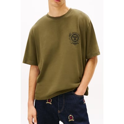 Tommy Hilfiger 90s Bills Ss Tee Dark Greenery Taglia: S | Relaxed fit jeans Outlet | Uomo | Verde
