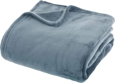 Atmosphera fleece deken/fleeceplaid - ijsblauw - 180 x 230 cm - polyester - Molton Bankdeken