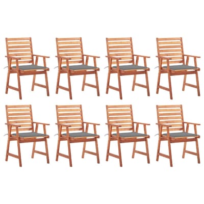 vidaXL - Tuinstoelen - 8 - st - met - kussens - massief - acaciahout