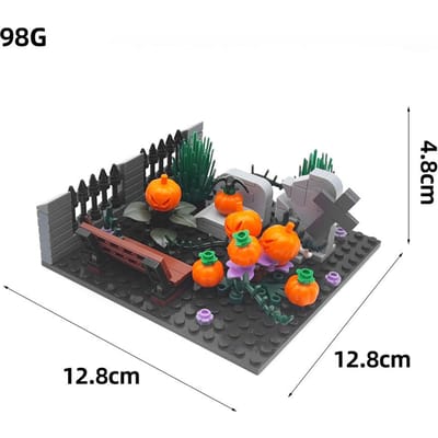 MOC Halloween Versiering Dood Geest Kerkhof Spookhuis Bouwstenen Set Pompoen Zeis Terreur DOE-HET-ZELF Speelgoed Voor Kinderen Cadeau PDF Insturction