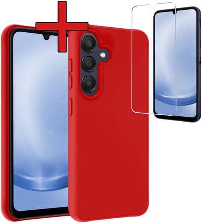 Hoesje - Met Screenprotector - Geschikt voor Samsung Galaxy A26 - Sterk & Shockproof - Telefoon Hoes - Back Cover - Siliconen Case - Telefoonhoes - Rood