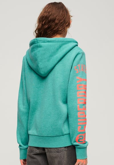 Superdry - Super Athletic hoodie met grafische print en rits - Dames - Hoodies