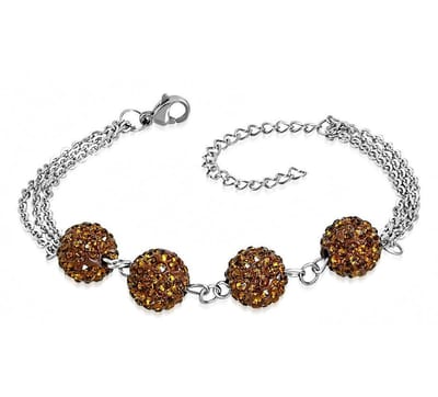 Montebello Armband Aimy Brown - 316L Staal - Shamballa 10mm - 17+4cm