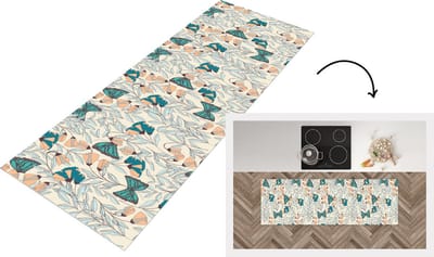 Keukenloper - Loper keuken - Meisjes - Vlinder - Bloemen - Patronen - 150x50 cm - Keukenloper vinyl