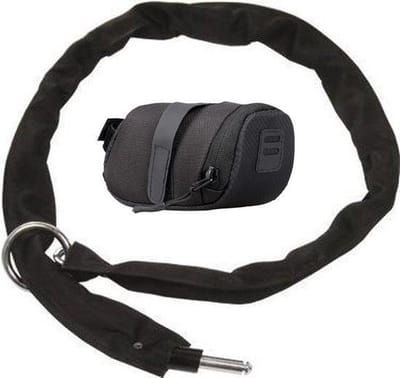 100cm insteekketting - inclusief opbergtasje - geschikt voor AXA Defender / Solid Plus - met zadeltas - Gehard staal - Zwart