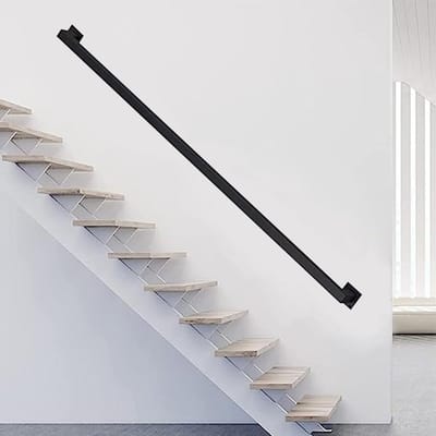 Trapleuning Wandmontage - Leuning Zwart Metaal - Veilig Traplopen - Industriële Stijl Buis - 300cm - Zwart