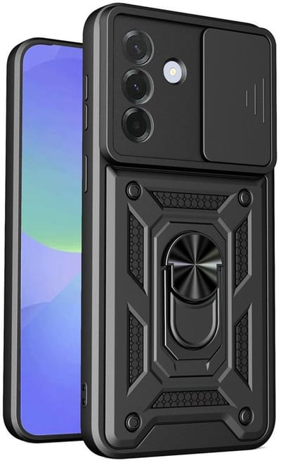 MobyDefend Hoesje - Geschikt voor Samsung Galaxy A27 - Pantsercase Met Draaibare Ring - Zwart