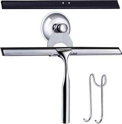 Douche Raamwisser met Zuignap - Roestvrijstalen Badkamer Accessoire en Vervangingswisser