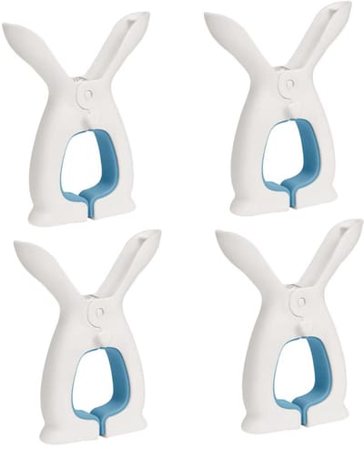 carmdering - Dekenklemmen - Waslijnklemmen - Windbestendige Klemmen - Set van 4, kunststof, sterke grip, lichtgewicht - Voor dekens, handdoeken, kleding, sjaals, hoeden, strandlakens - Perfect voor buitenlijnen en reizen - Blauw