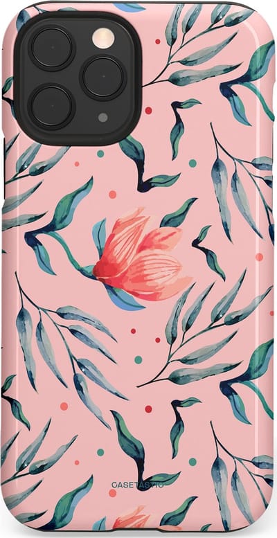 Casetastic hoesje geschikt voor Apple iPhone 11 Pro - Dubbellaagse bescherming - Roze Bloemen en Takken - Fashion Case - Lichtroze Zilver Perzik