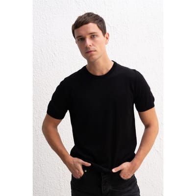 Eenvoudig Crew Neck Geribbelde T-shirt