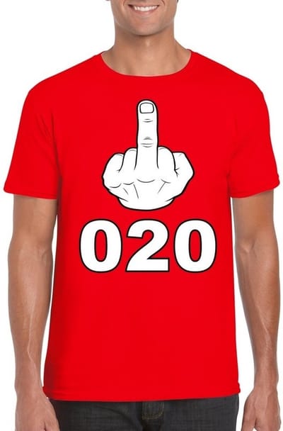 Fuck 020 t-shirt voor heren - rood - katoen S