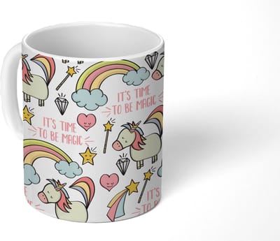 Mok - Koffiemok - Regenboog - Unicorn - Diamant - Quotes - Patroon - Mokken - 350 ML - Beker - Koffiemokken - Theemok