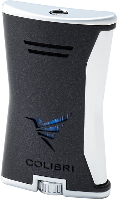Colibri Slim stormaansteker - windbestendige single jetflame aansteker - ideale sigarenaansteker en sigarettenaansteker - ergonomisch, compact, lichtgewicht en navulbaar - moderne outdoor gasaansteker - zwart met chroom - vaderdag cadeau voor mannen