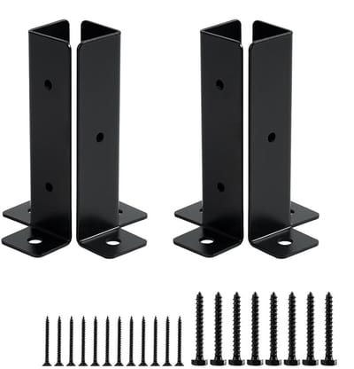 Paalanker - Hekpaalhouder - Stevig Monteren - Roestbestendig Metaal - 4 stuks - Zwart