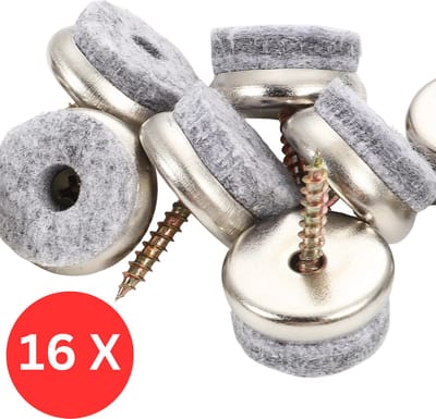 Opulfy - Stoelpoot Beschermers met Schroef - Stoelpootdoppen - Anti-Kras Viltjes Stoelpoten - Vilt - Viltglijders stoelen - Meubelvilt - 16 stuks