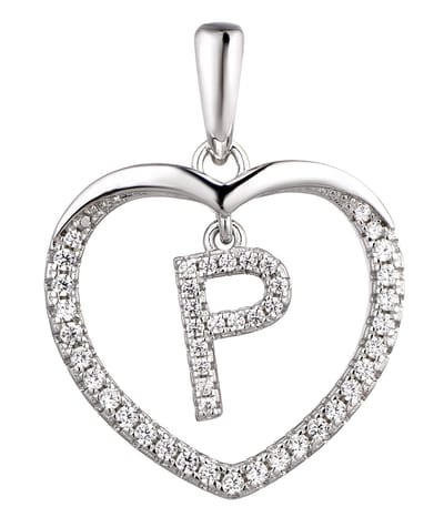 N3 Collecties 925 Hartje zilver Ketting met Hanger -Letter P