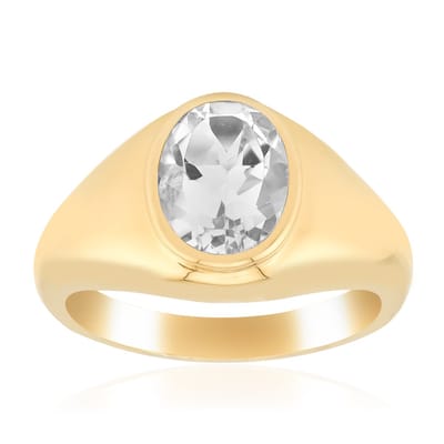 Cavill - Vergulde Zilveren Ring - 1,962 Ct Witte Ovale Topaas - Luxe Topaas Sieraden - Elegante Ring Dames - Maat 17-20