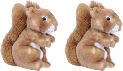 Set van 3x stuks pluche eekhoorn knuffels bruin 20 cm - Bosdieren knuffelbeesten