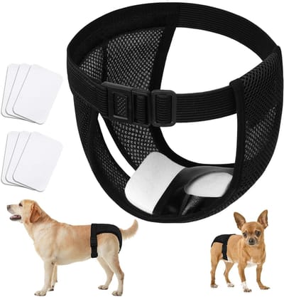 Herbruikbare hondenluiers - 1 verpakking met 6 verstelbare en wasbare puppy luiers, ideaal voor honden in de loopsheid en bescherming tegen lekkage